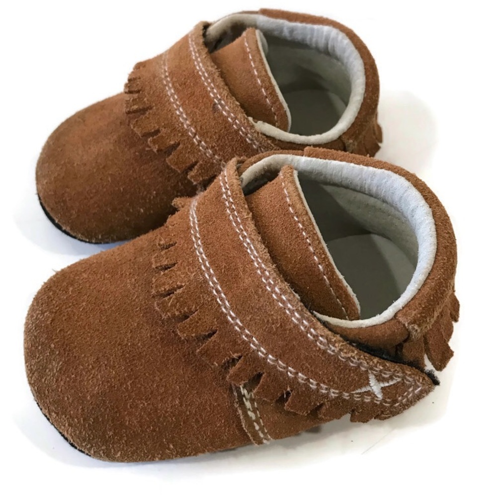 JACK & LILLY My Mocs Chestnut Fringe Suede Booties..Infant Size:6-12 Mo.